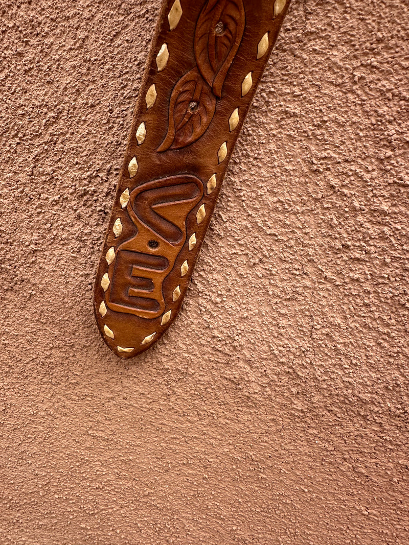 Hand Tooled "Pam" 70's Leather Belt