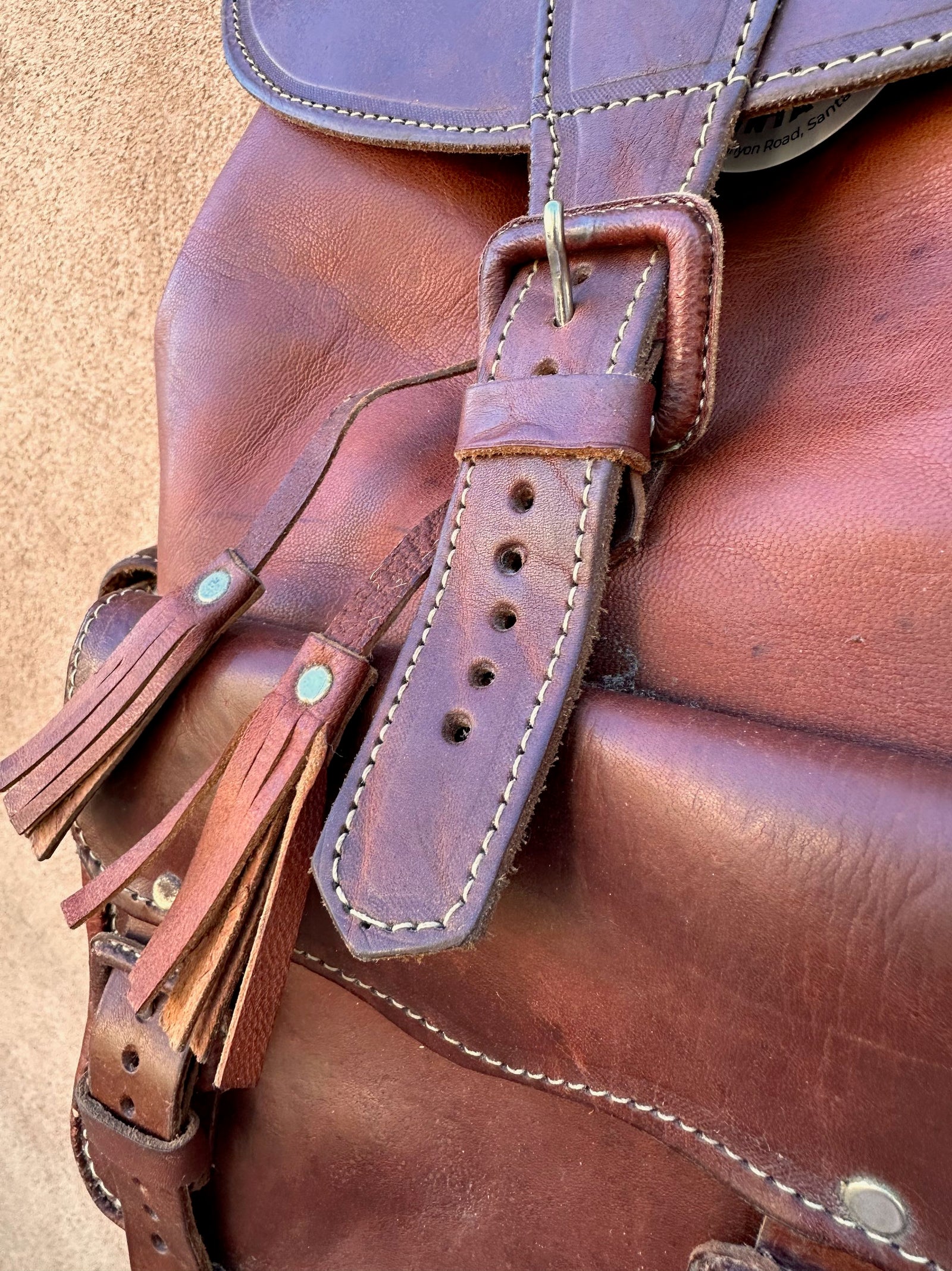 Vintage 1970's Leather Backpack with 3 Outside Pockets DESERT MOSS VINTAGE Vintage 1970's Leather Backpack with 3 Outside Pockets DESERT MOSS VINTAGE