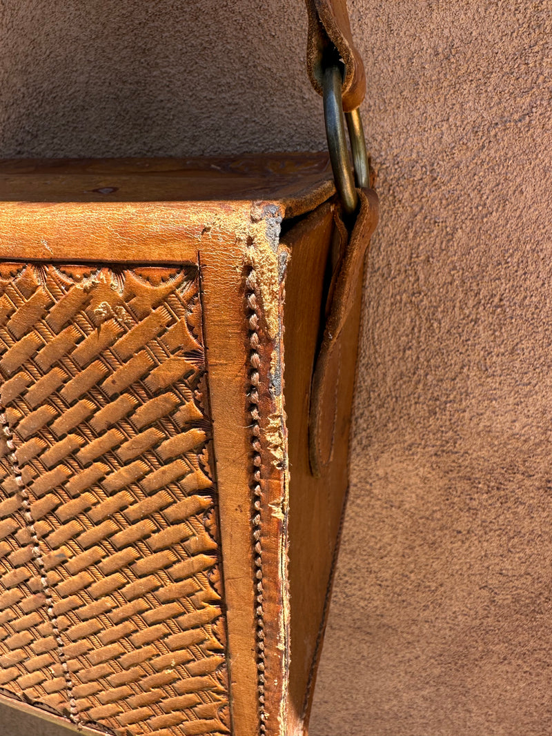 Hand Tooled Leather Cowboy Tack Box/Carry Case