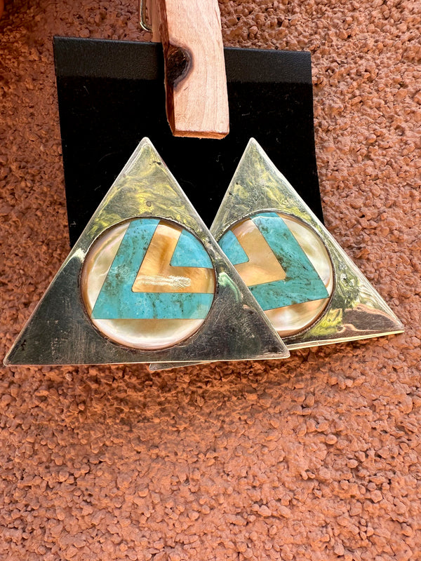 Triangle Chevron Sterling Silver Earrings