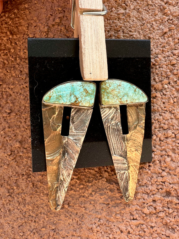 Copper, Sterling Silver and Turquoise Earring, "ER" Hallmark