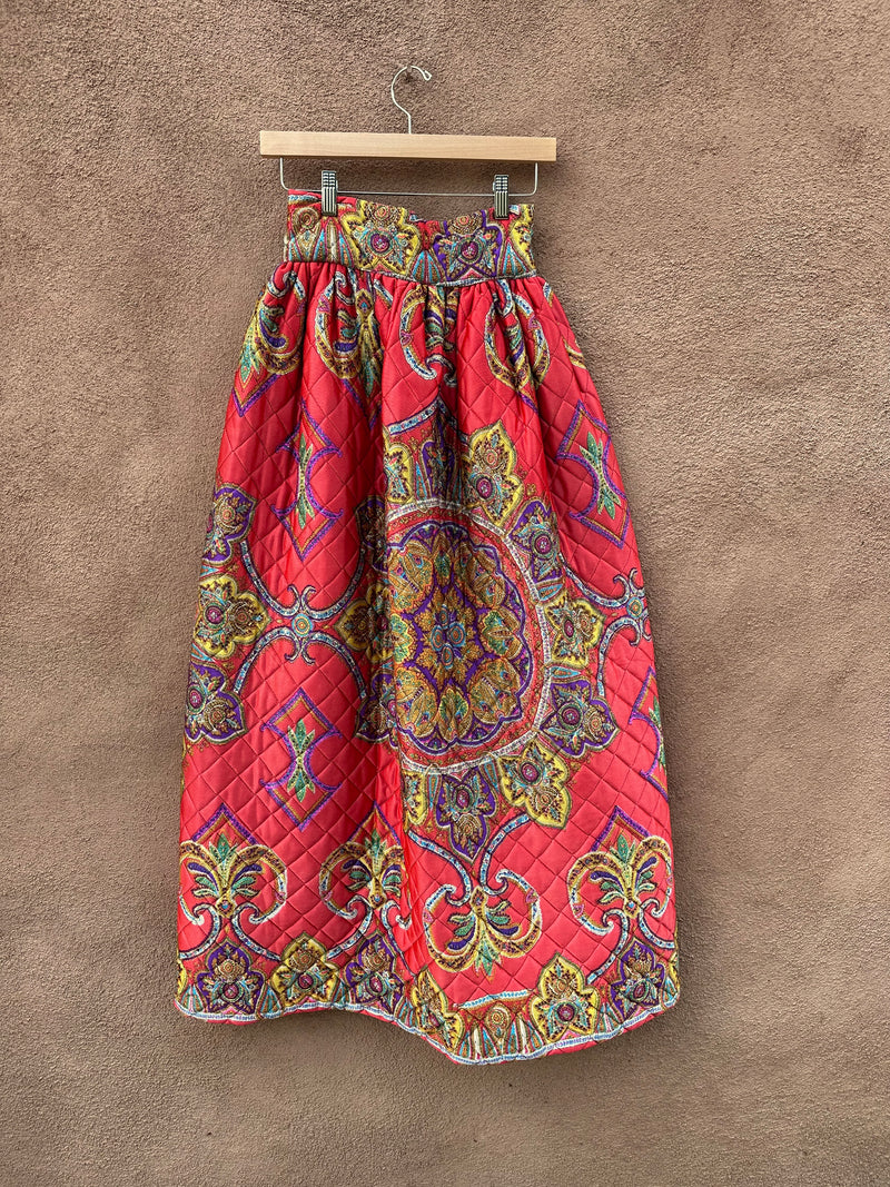 Persian Paisley Quilted Skirt - Satin Lined