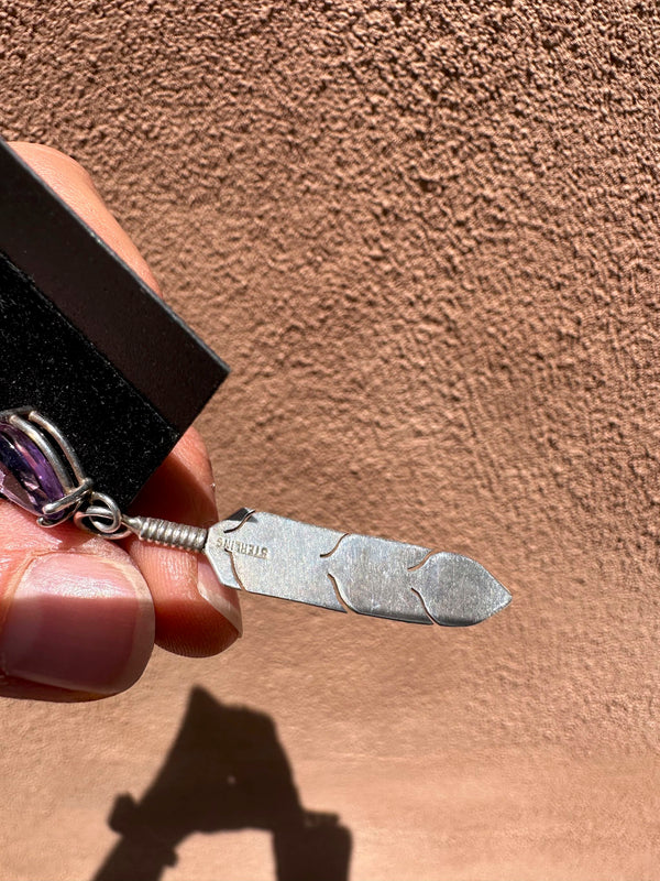Amethyst Sterling Silver Feathers Earrings