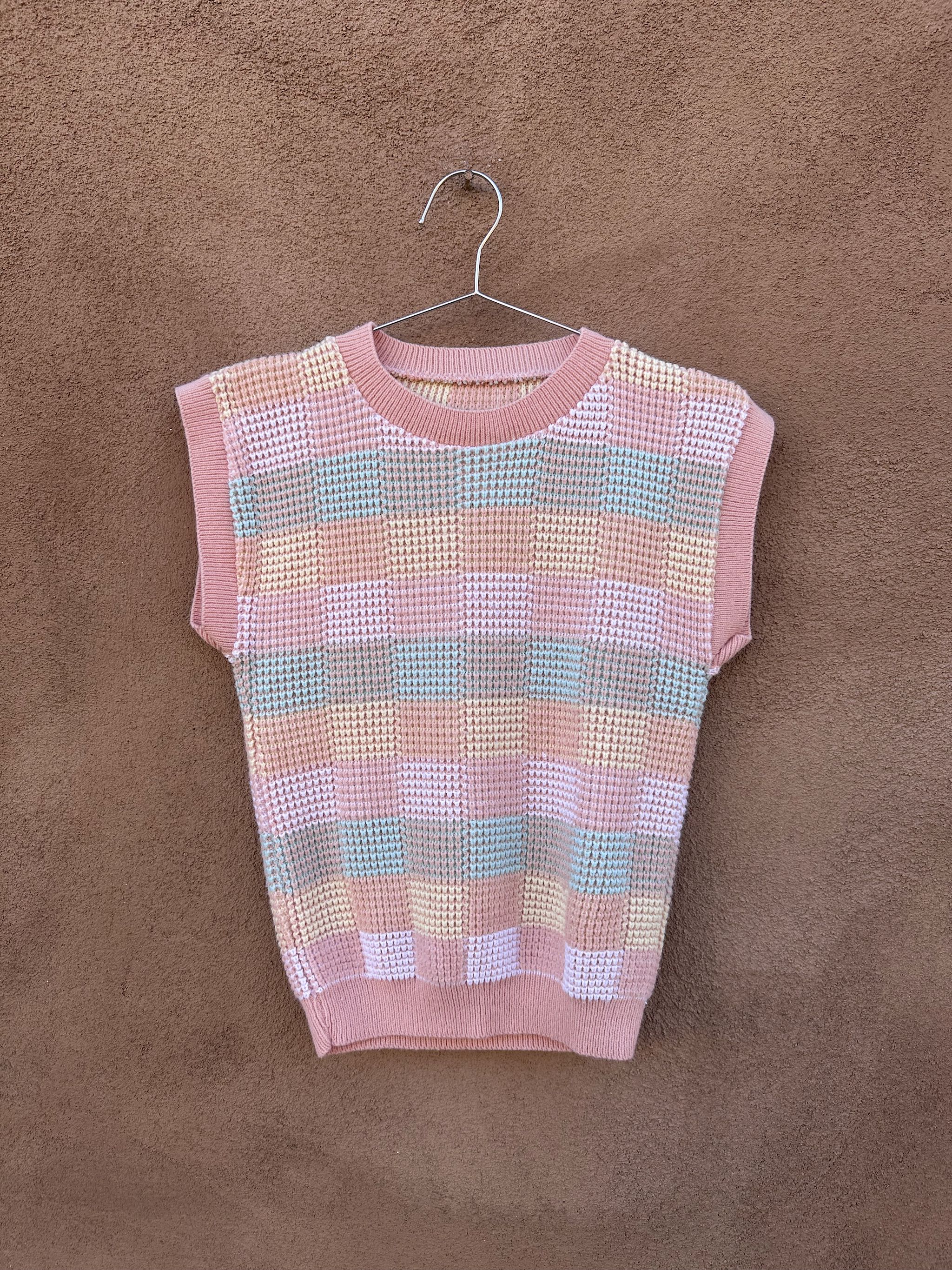Pink Printed Knitted Sweater Vest