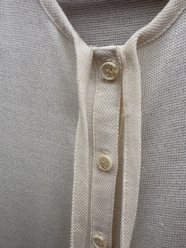 Sheer Cream Sleeveless Pleated 1960's Era Dress - Union Made