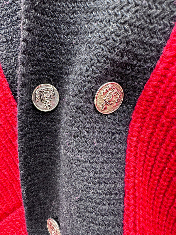 Cropped Red/Black Lambswool Cardigan - as is