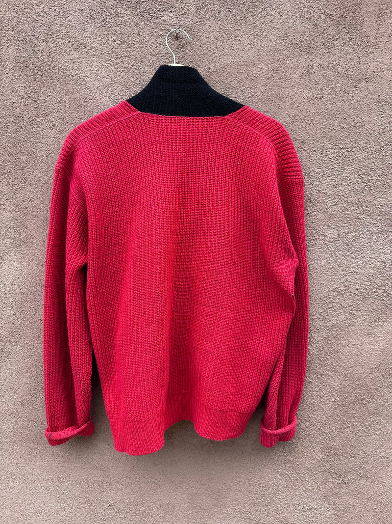 Cropped Red/Black Lambswool Cardigan - as is