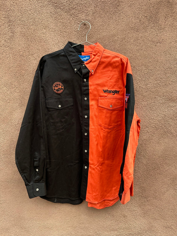 Wrangler Pro Bull Riders Black/Orange Button Up Shirt