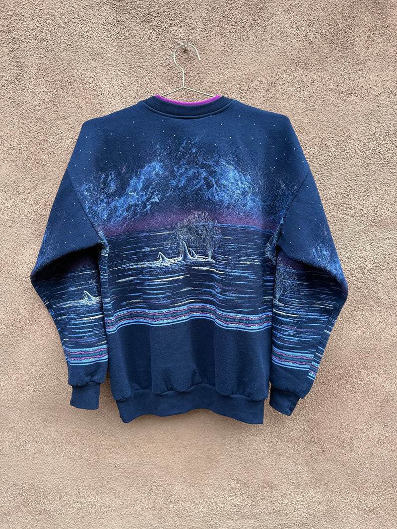 All Over Print Whale Tail & Orcas Sweatshirt
