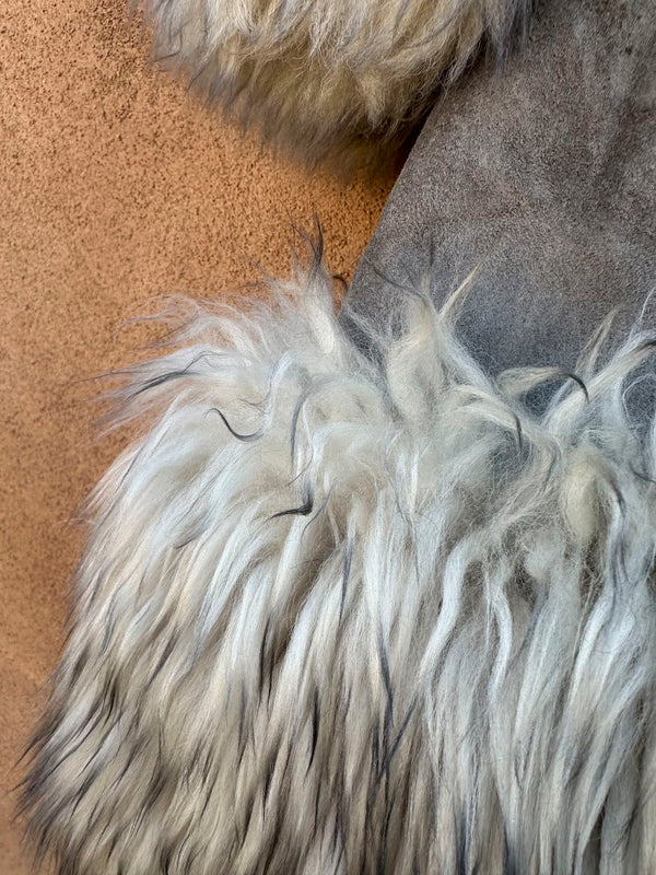 1960's Mod Grey Suede/Shearling Belted Jacket