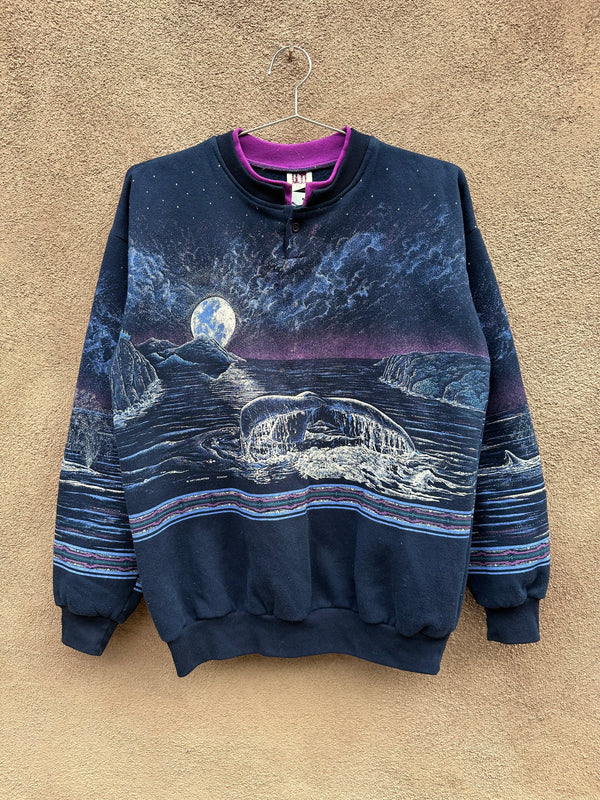 All Over Print Whale Tail & Orcas Sweatshirt
