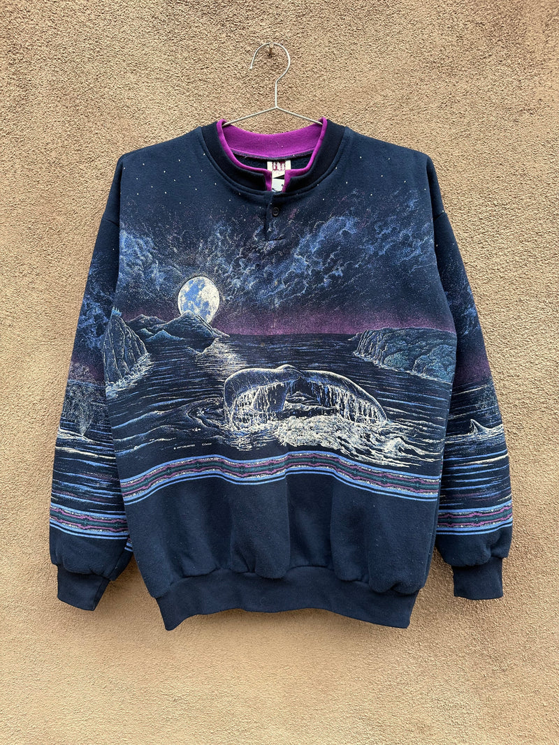 All Over Print Whale Tail & Orcas Sweatshirt