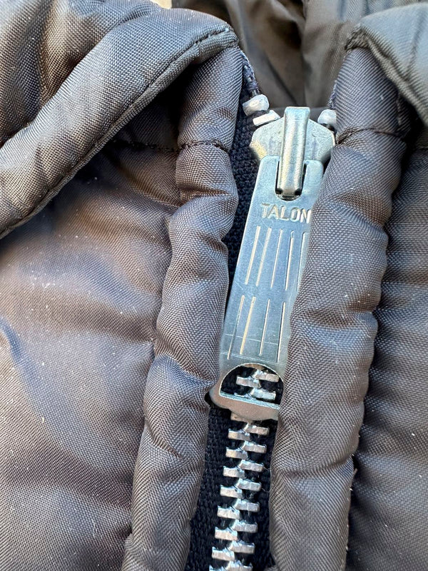 1960's Montgomery Ward Black Faux Shearling Quilted Jacket with Hood