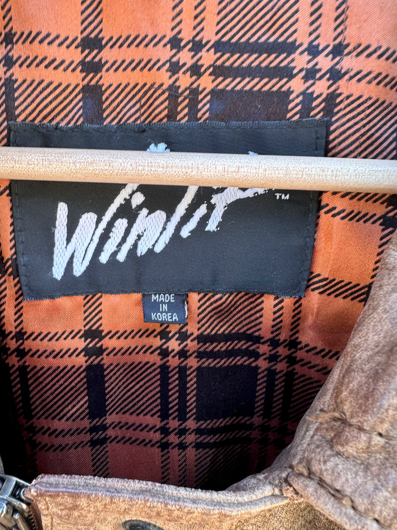 Brown Leather Winlit 80's Bomber