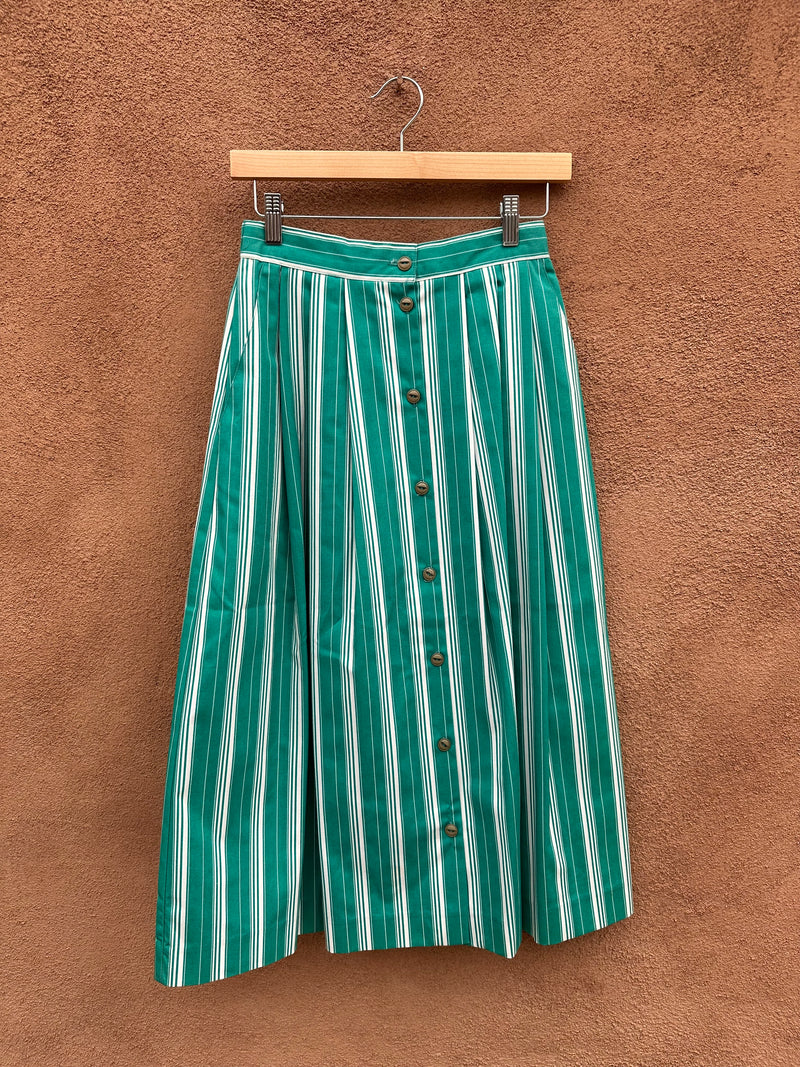 Green & White Striped Skirt by Leslie Fay - Personal