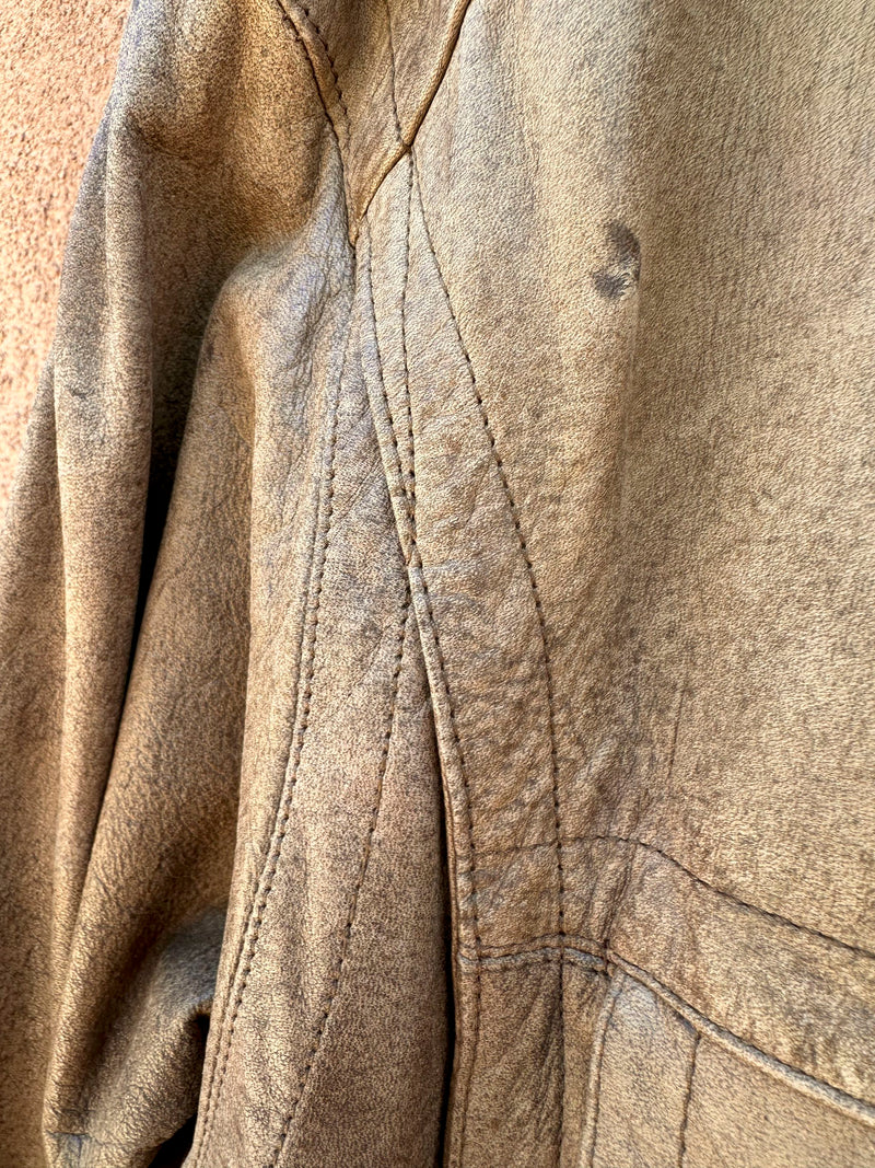 Brown Leather Winlit 80's Bomber