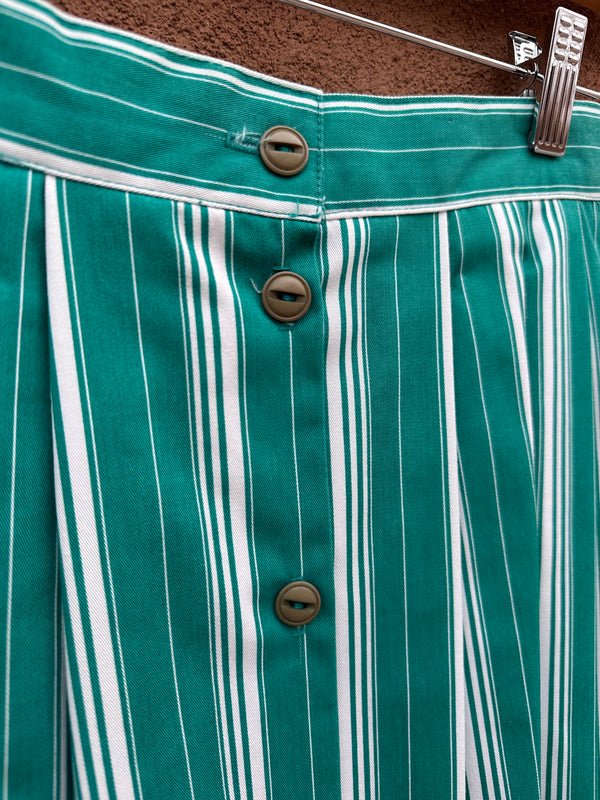 Green & White Striped Skirt by Leslie Fay - Personal