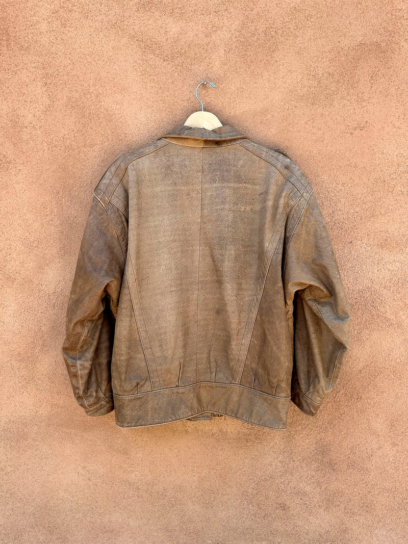 Brown Leather Winlit 80's Bomber