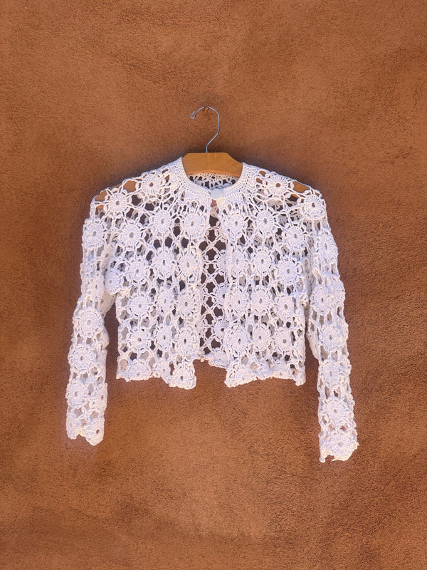 White Lace Crochet Bolero Jacket