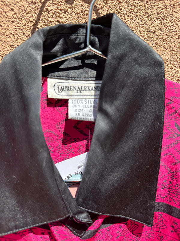 Pink and Black Lauren Alexander Silk Blouse