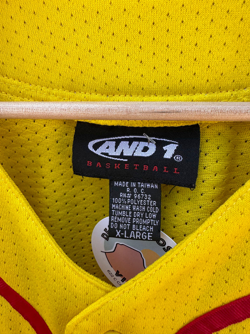 90's AND 1 Yellow & Red Baseball Style Jersey