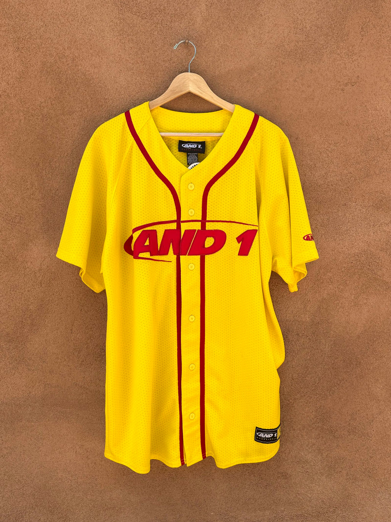 90's AND 1 Yellow & Red Baseball Style Jersey