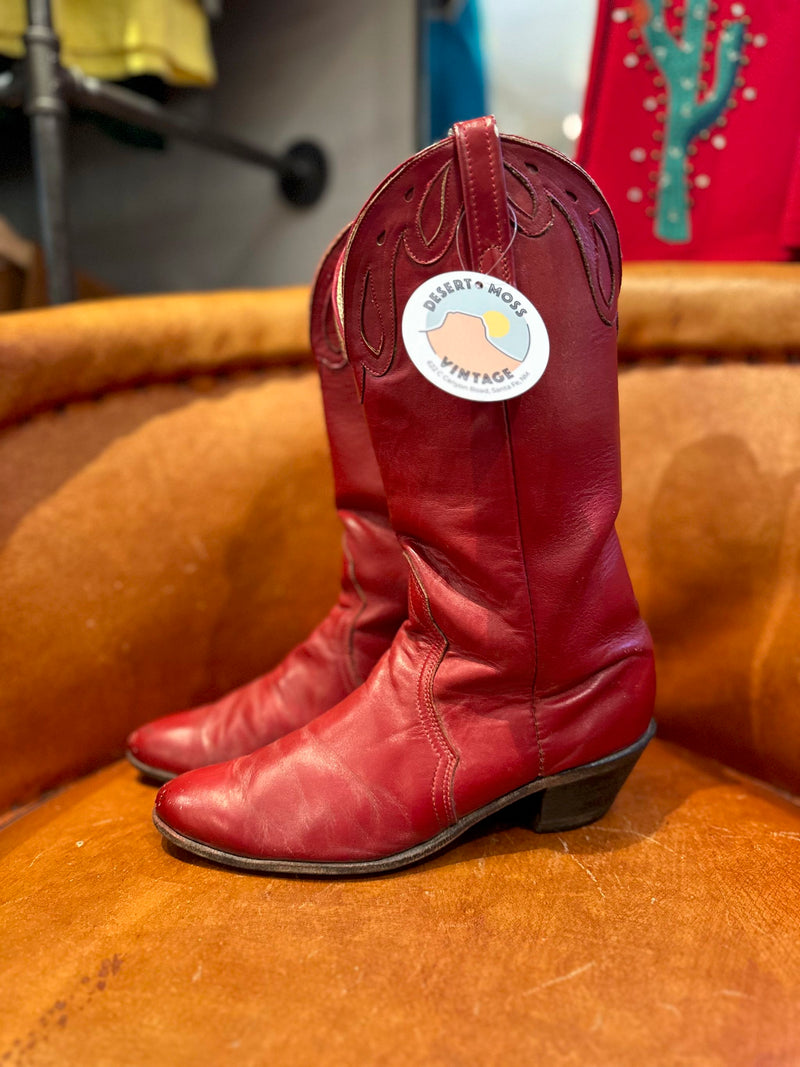 1980's Red Nacona Cowgirl Boots 7 1/2B