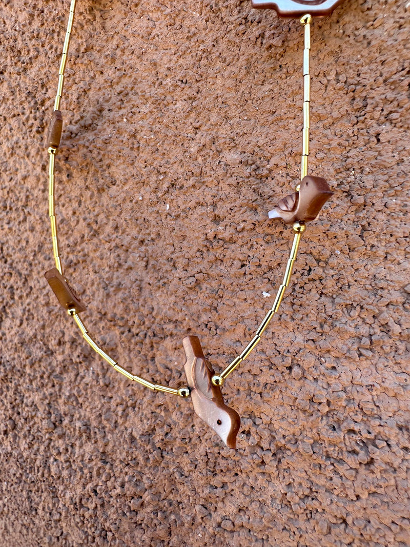 Diné Bird Fetish Gold Necklace