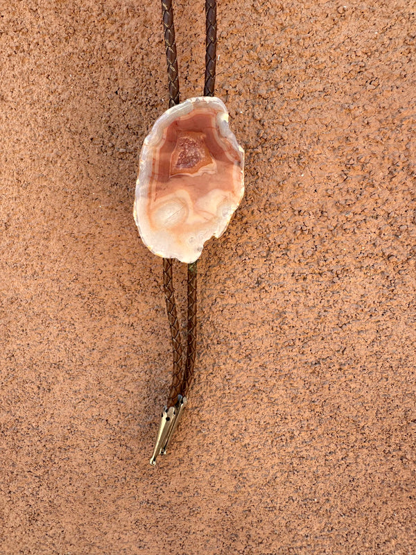 Agate Geod Bolo Tie