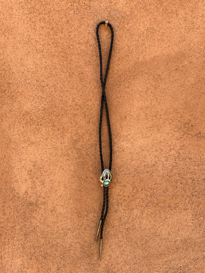 Turquoise & Silver Bear Claw Bolo Tie