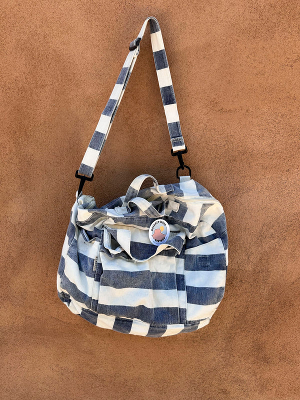 Striped Cotton Canvas Shoulder Bag, Duffle