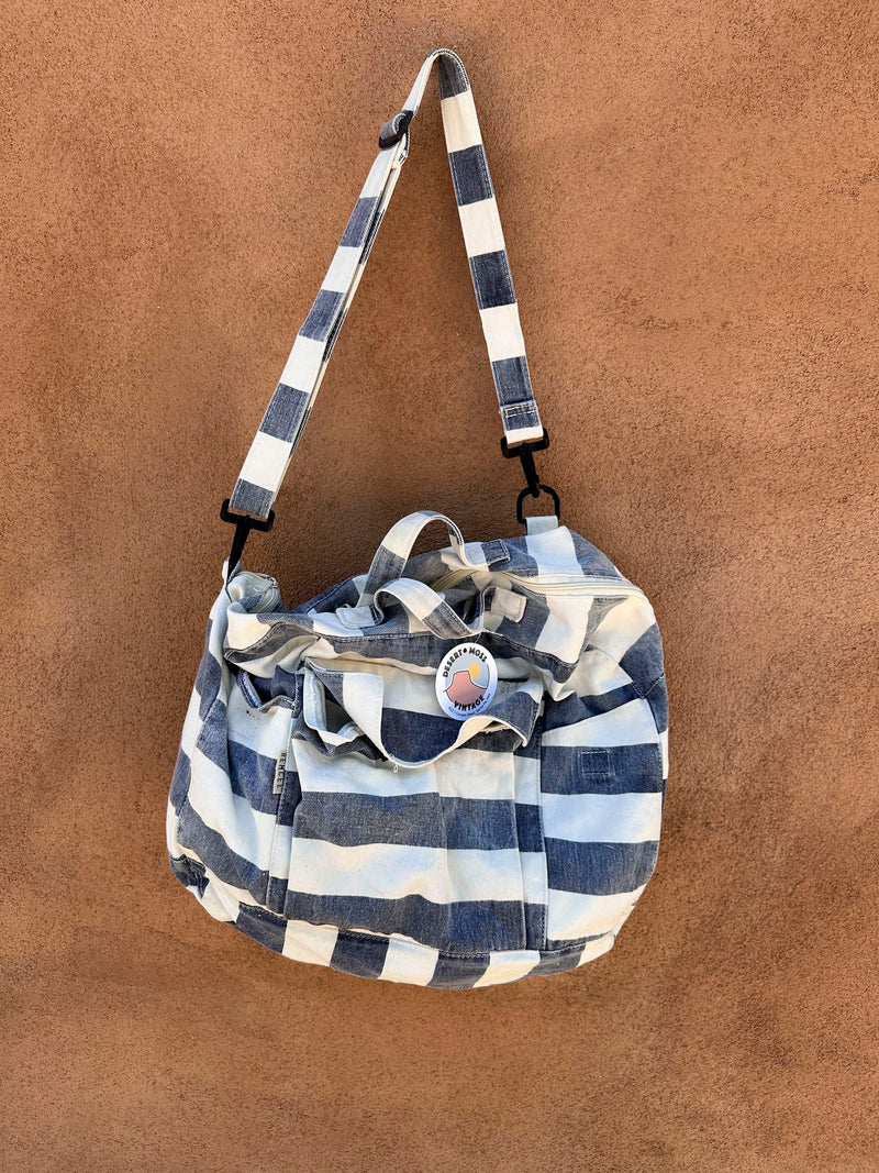 Striped Cotton Canvas Shoulder Bag, Duffle