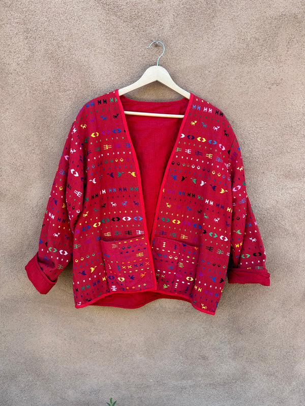 Red Textile Guatemalan Blazer - 100% Cotton