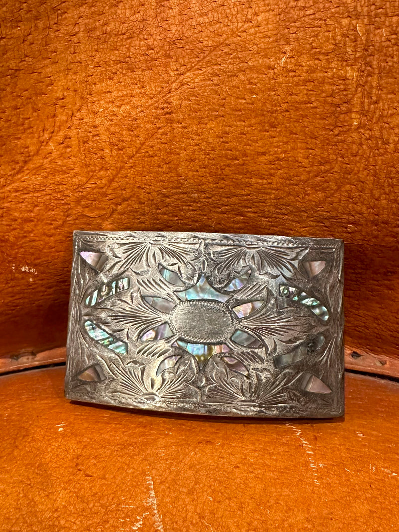 Sterling Silver and Mother of Pearl Belt Buckle