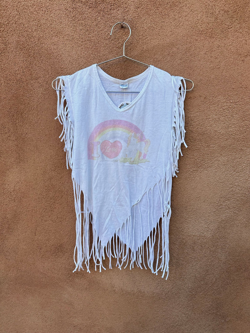 1970's Fringe Unicorn V-neck T-shirt - as is
