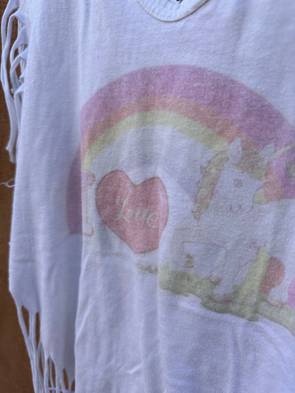 1970's Fringe Unicorn V-neck T-shirt - as is