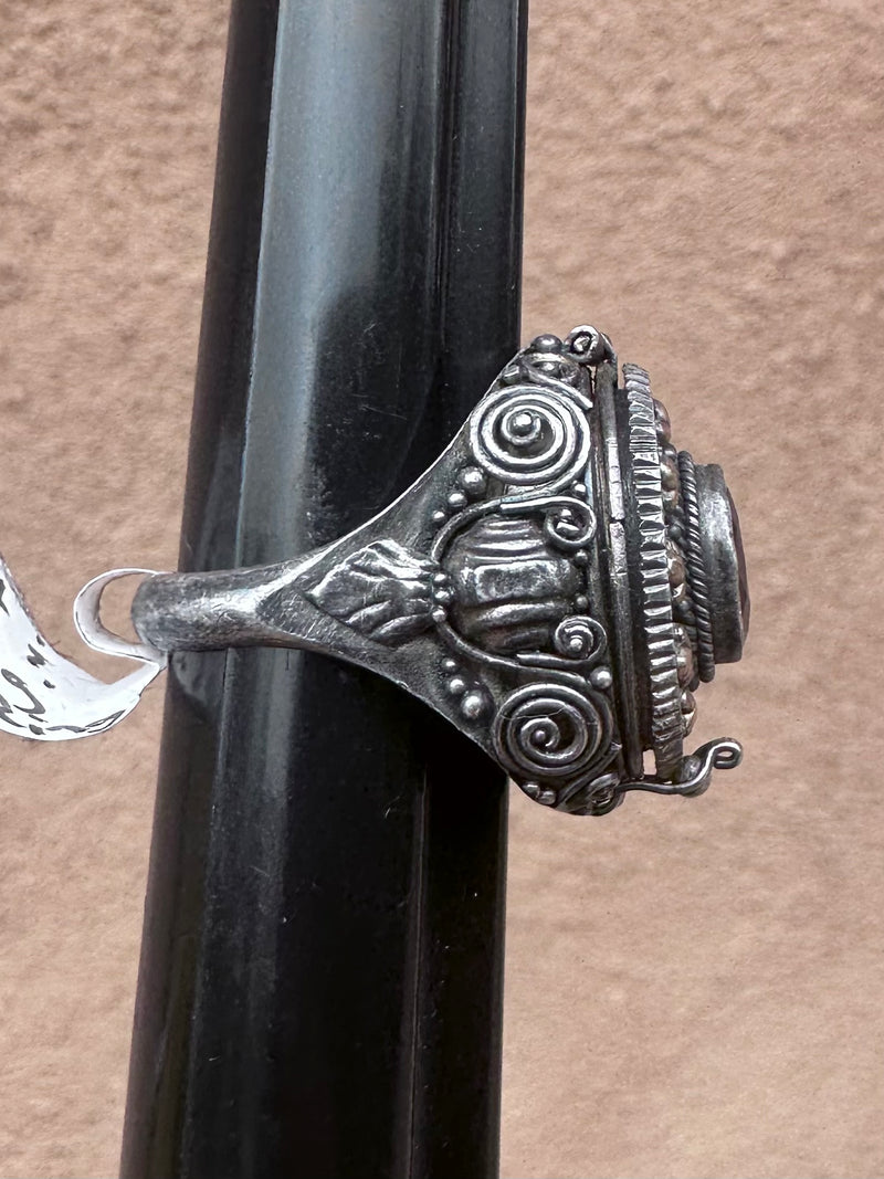 Garnet & Sterling Silver "Poison" Ring - as is