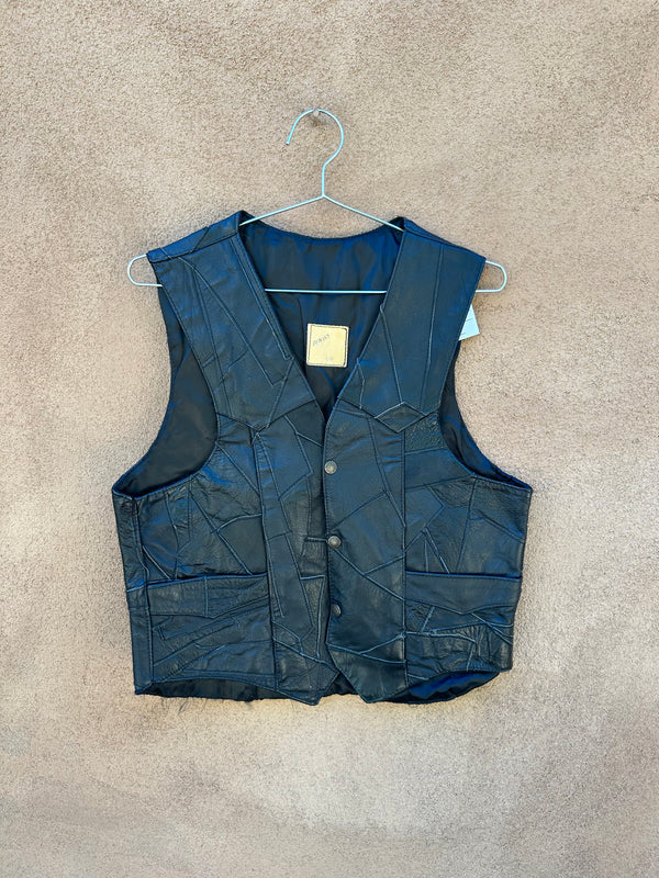 Black Patchwork Leather Vest