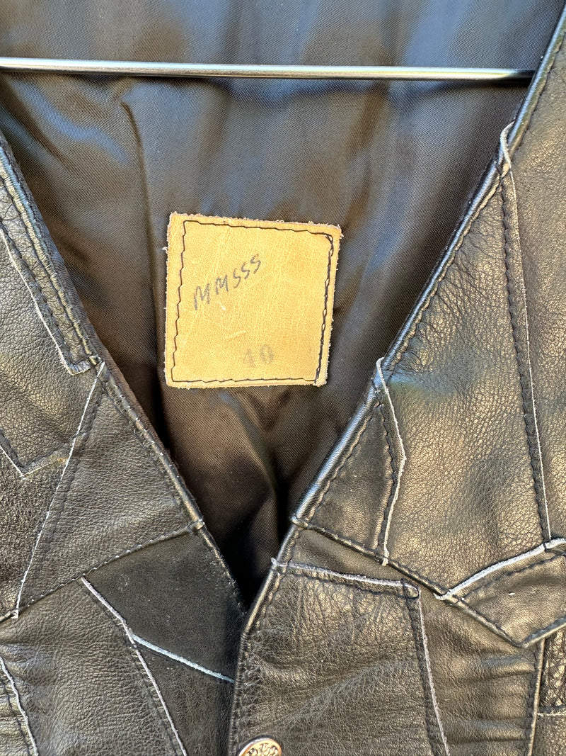 Black Patchwork Leather Vest