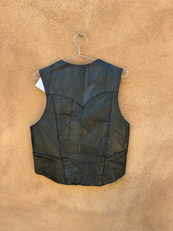 Black Patchwork Leather Vest