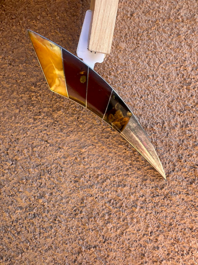 MCM Amber and Sterling Silver Pin