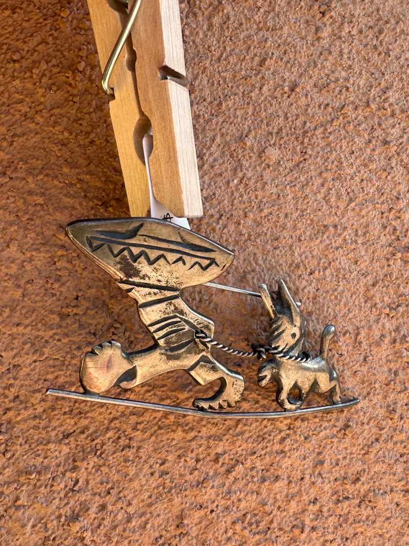 1970's Sterling Silver Boy & Burro Pin