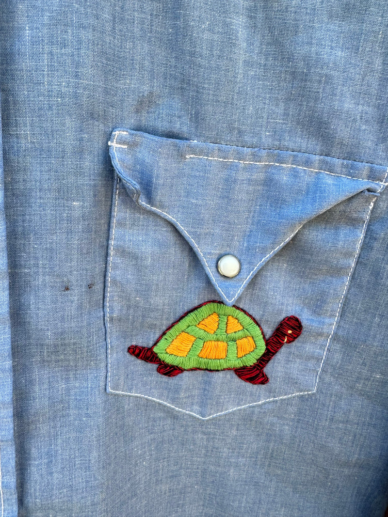 1970's Miller Western Wear Embroidered Pearl Snap Shirt