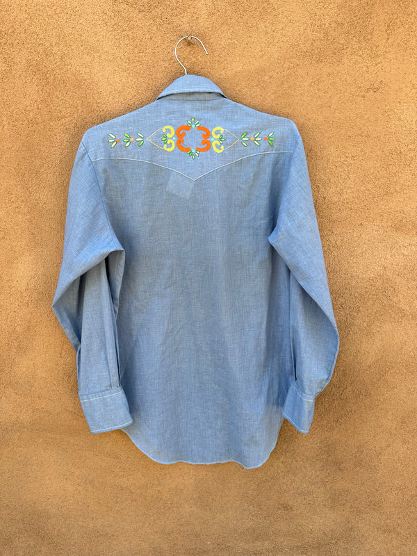 1970's Miller Western Wear Embroidered Pearl Snap Shirt