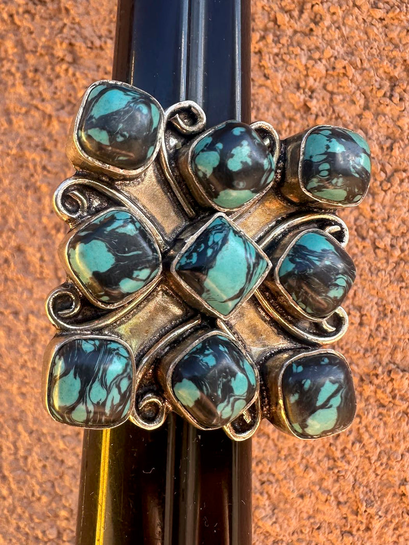 Large Cluster Sterling Silver Ring