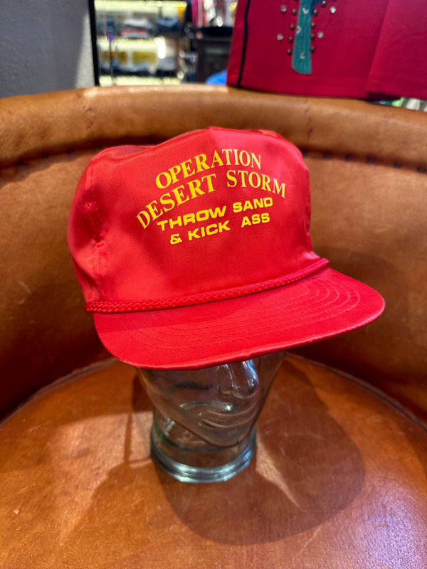 Red Satin Operation Desert Storm "Throw Sand & Kick Ass" Cap