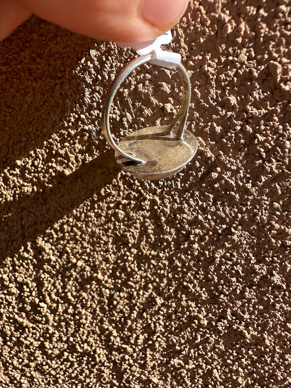 Beveled Crystal and Sterling Silver Ring