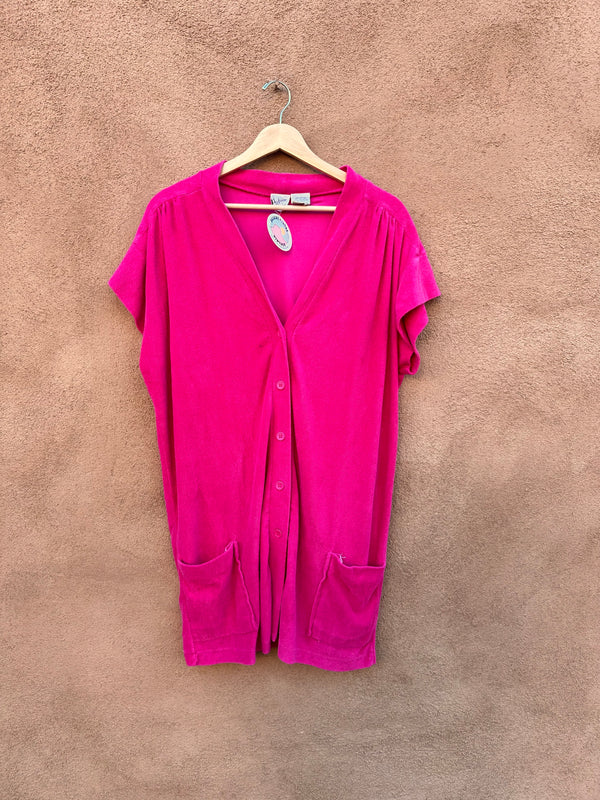 1970's Pink De Weese Designs Terrycloth Swim/Sun Top