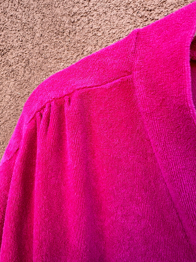 1970's Pink De Weese Designs Terrycloth Swim/Sun Top