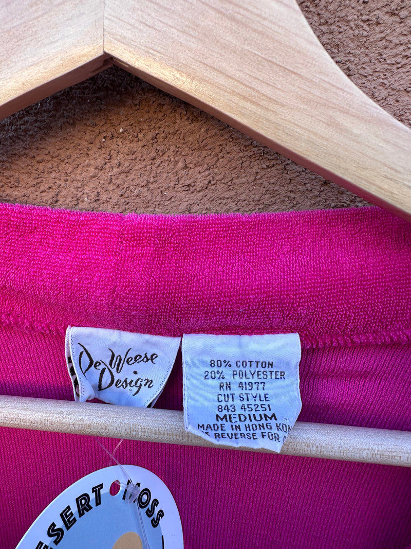 1970's Pink De Weese Designs Terrycloth Swim/Sun Top